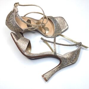 GB Royal-Tea Rhinestone Square Toe Heeled Sandals | 7.5 M